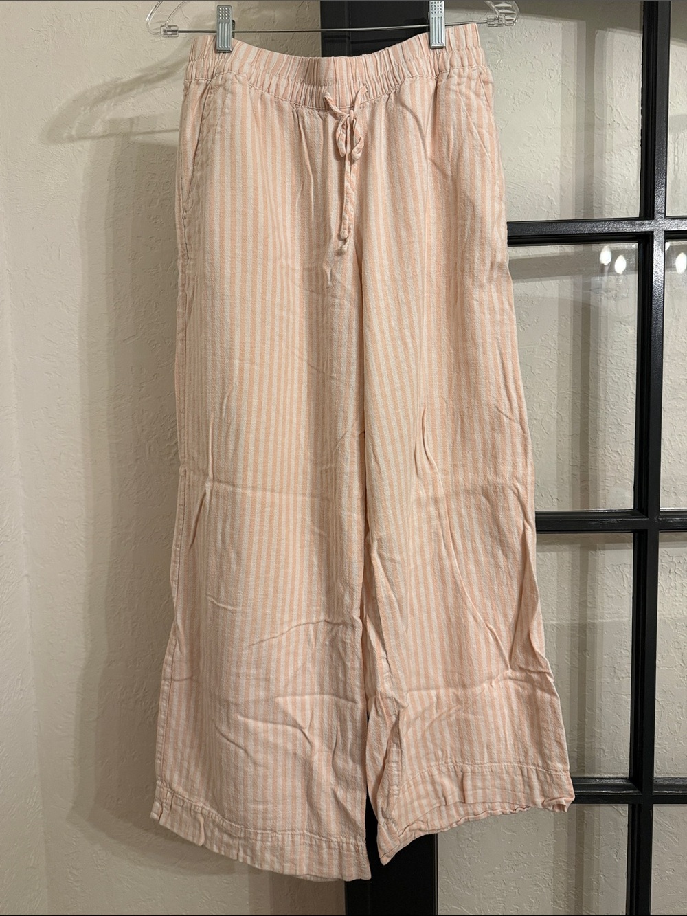 a new day Pink and White Striped Wide Leg Drawstring Pants